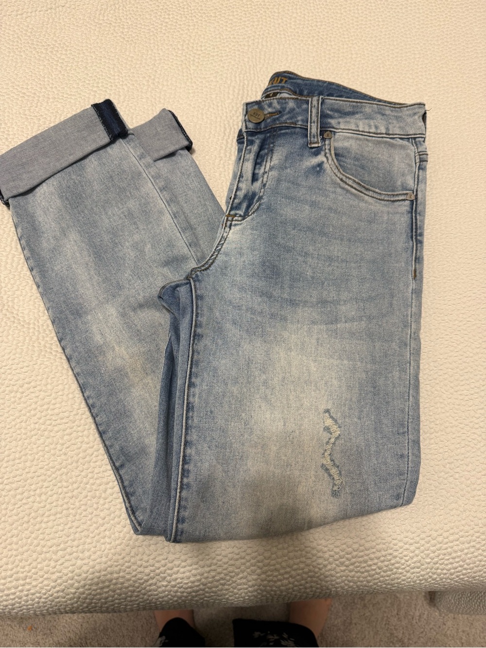 KUT Women’s Light Wash Distressed Jeans - Casual Straight Leg - Picture 2 of 7